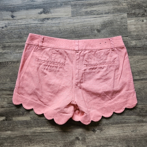 J Crew Coral Linen Scalloped Petal Hem Women Shorts - Picture 3 of 5